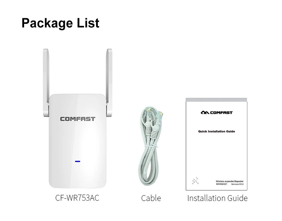 Comfast двухдиапазонный 2,4 ГГц+ 5,8 ГГц Wifi усилитель сигнала высокая скорость 1200 Мбит/с точка доступа беспроводная передача повторитель CF-WR753AC