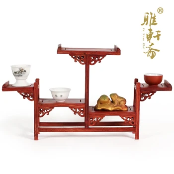 

[red] TZ Zhai shelf mahogany carved ornaments teapot base frame table of exquisite workmanship