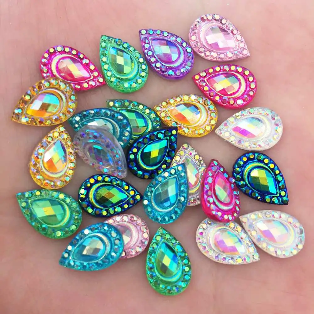 

New 500PCS 8*12mm AB Resin Drop Flatback Rhinestone Scrapbook DIY Craft Appliques K21*10
