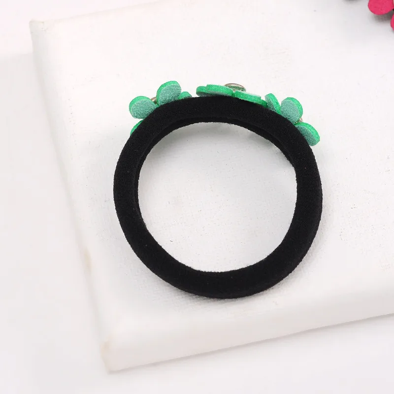 4Pcs/Lot Girls Hair Accessories Flower Headband Candy Color Rope Ring Pigtail Holder Kids Scrunchies Rubber Hair Bands for Girls
