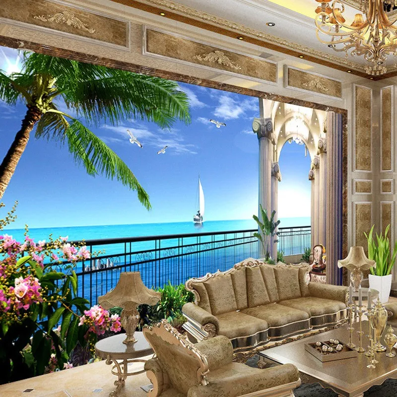 Custom-Photo-Wallpaper-3D-Wall-Mural-Wallpaper-Expand-The-Space-Balcony-Sea-View-Living-Room-TV