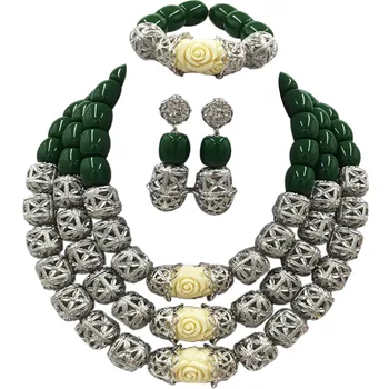 

Fashion Green Artificial Coral Beads Jewelry Set for Women Nigerian Wedding Necklace Sets ACB-01