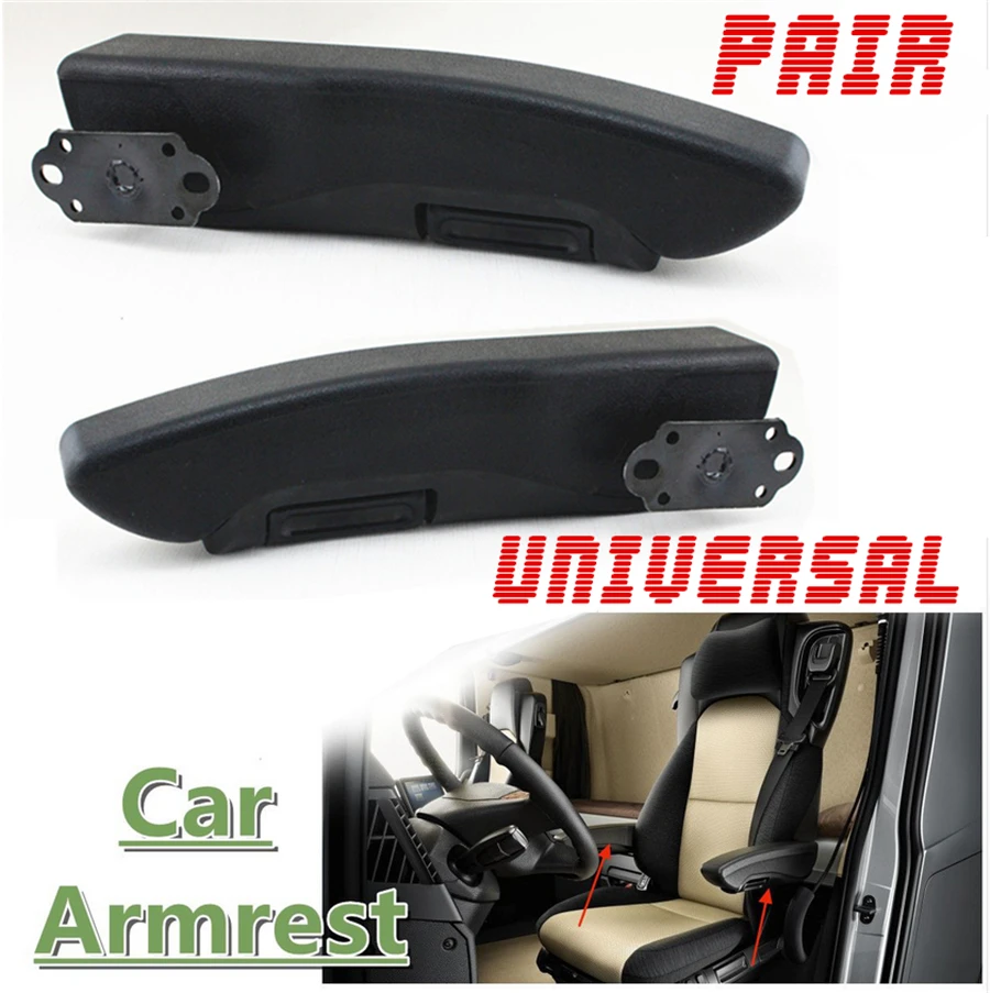 2*Adjustable Armrests Black PU Leather Car Seat Console Arm Rest Part Left Right