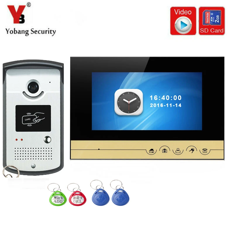 

Yobang Security Video Intercom 4.3"inch Monitor Video Door Phone Doorbell Speakephone Intercom KIT RFID Access Control System