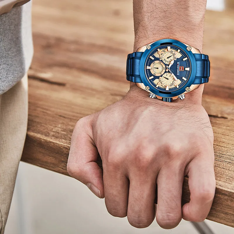 NAVIFORCE Лидирующий бренд Мужская мода кварцевые наручные часы ...