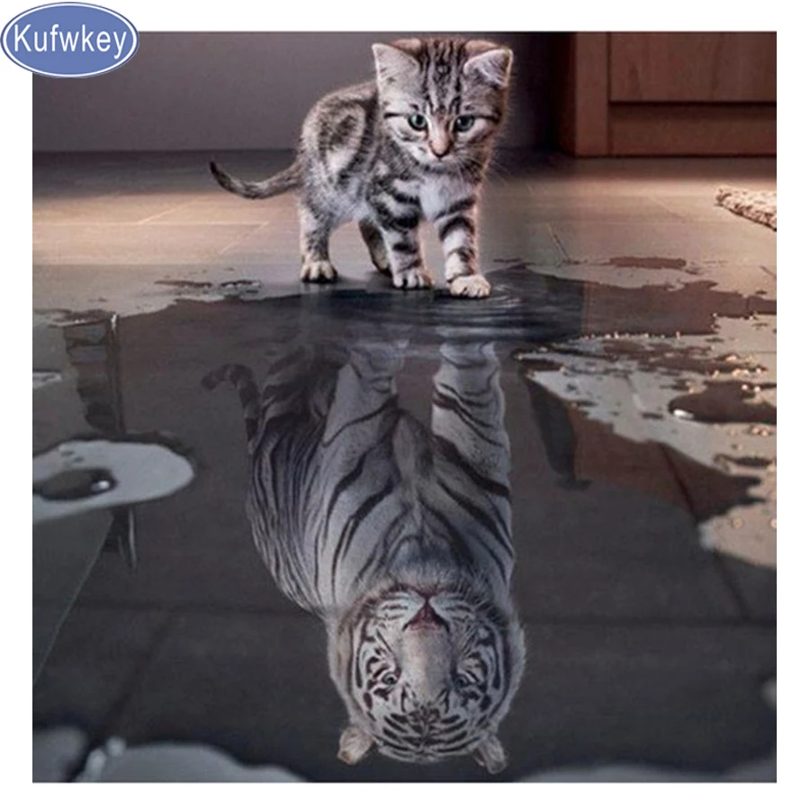 Картина из страз сделай сам квадратная 5D картина коты до тигра 3D круглая Алмазная