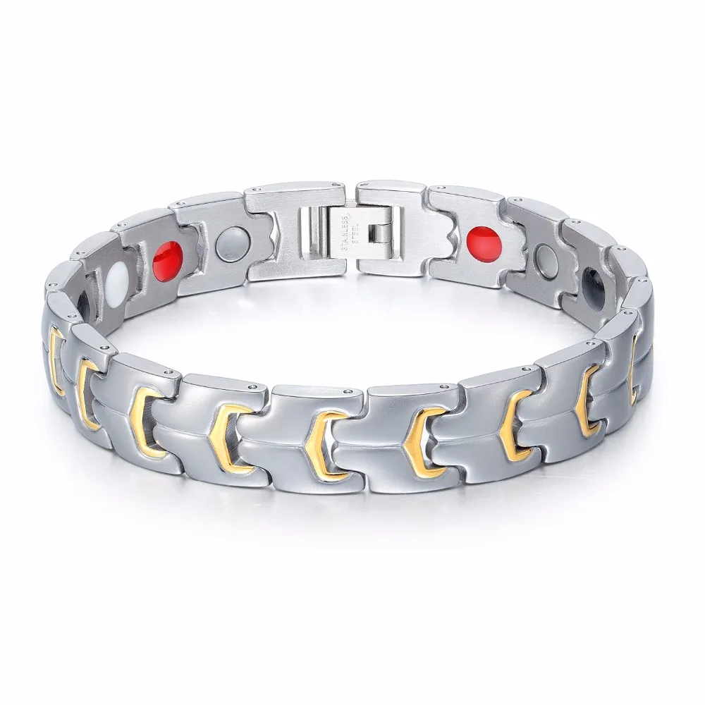 Mens Titanium Magnetic Therapy Bracelet Double Row 4 Element Pain Relief for Arthritis and Carpal Tunnel | Украшения и аксессуары
