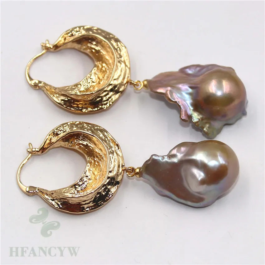 17-25mm Multi-color Baroque Pearl Earrings Ear Drop Party AAA Wedding Women Classic Jewelry Earbob Real Accessories Irregular