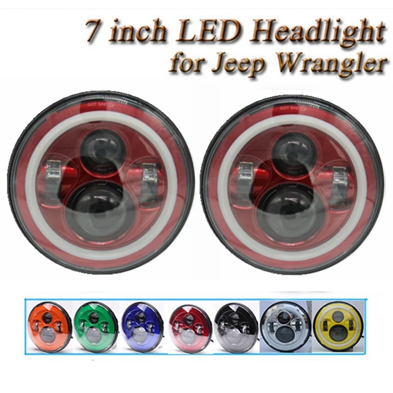 Pair 7 Inch Led Headlight With Halo Ring DRL Signal Light For Jeep Wrangler Jk Tj
