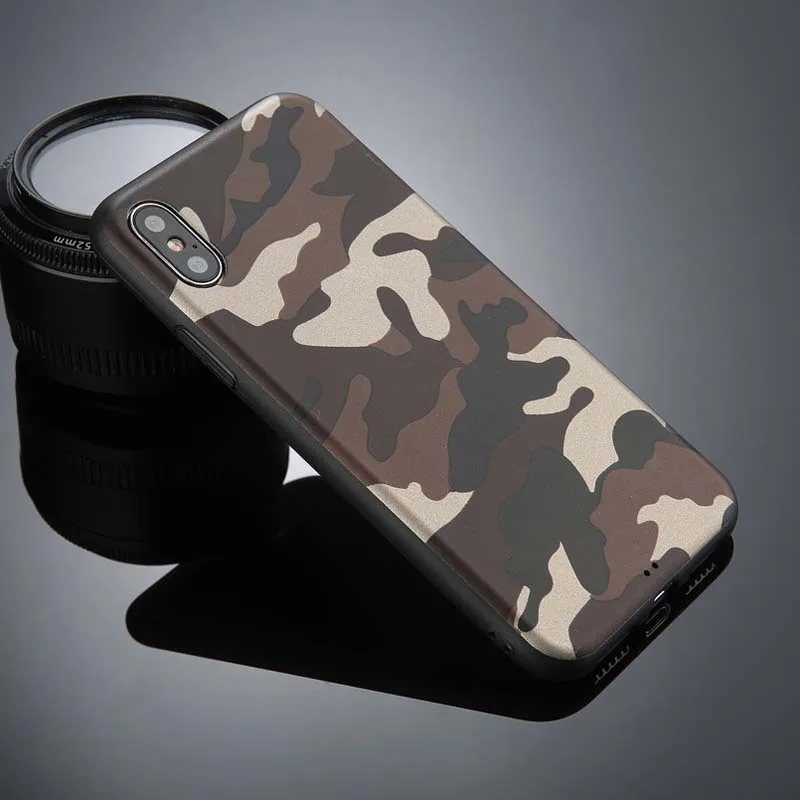 Camo Camouflage Case For iPhone 6 6S 7 7 Plus 8 8 Plus X 10 Army Green Back Cover Soft TPU Case For IphoneXS MAX XR Phone Cases
