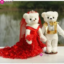 Длинное платье Свадебные мишки около 35 см Плюшевые игрушки свадебные куклы, подруга предложение подарок, свадебный подарок t6823
