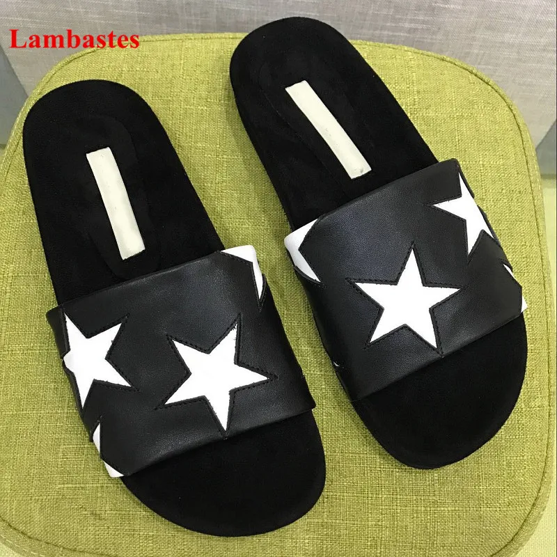 As Pantuflas Hot Étoiles Pic De Décontracté Et Femmes Blanc Noir Pantoufles Plage Summer Chaussures Pour À Bout Mujer Chaussons Appartements Designer Femme Ouvert Pic as x1fw4BH