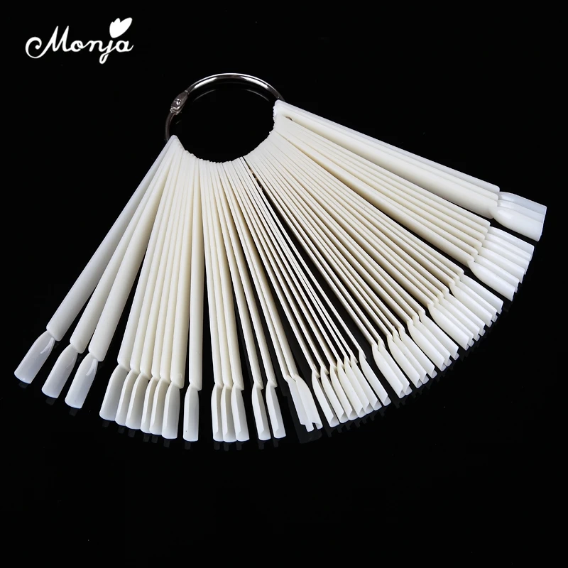 

Monja 50pcs Fan Shaped Nail Art False Tips Polish Gel Color Practice Display Showing Card Sticks