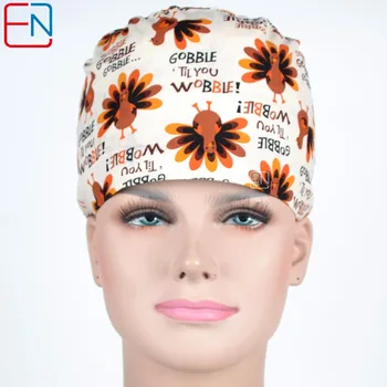 

Hennar Surgical Caps 100% Cotton Medical Scrub Caps Masks For Women Hospital Medical Hats Print Tieback Elastic Surgical Caps