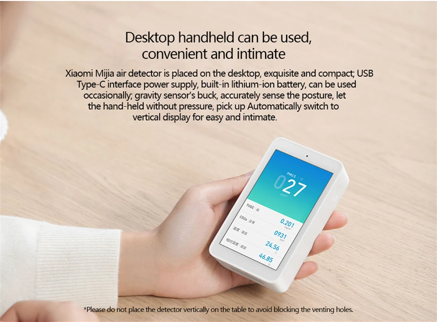 Xiaomi Mijia умный детектор воздуха высокоточный сенсорный экран 3,97 дюйма USB интерфейс PM2.5 CO2a TVOC датчик влажности воздуха монитор