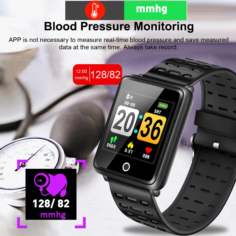 BANGWEI Smart Sport Watch IP67 Waterproof Large Dial Blood oxygen Heart Rate Monitor Calorie information Reminder Fitness Watch