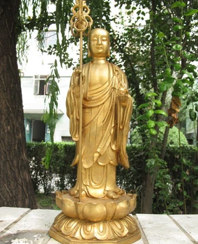 

China Buddhism Fane Copper Bronze Kshitigarbha Jizo Tang Xuanzang Buddha Statue