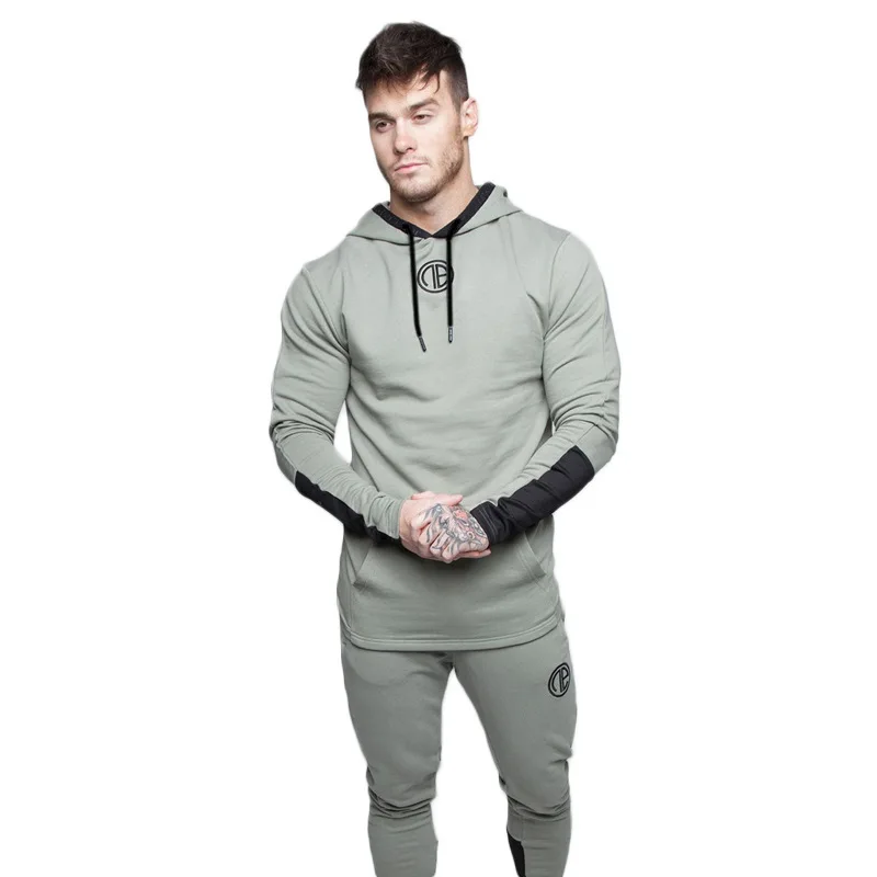 

NEW Mens Sets Sport Suit Men Running Gym Sport wear Tracksuit Fitness Body building Mens Hoodies+Pants Sport Suits Male Clothing