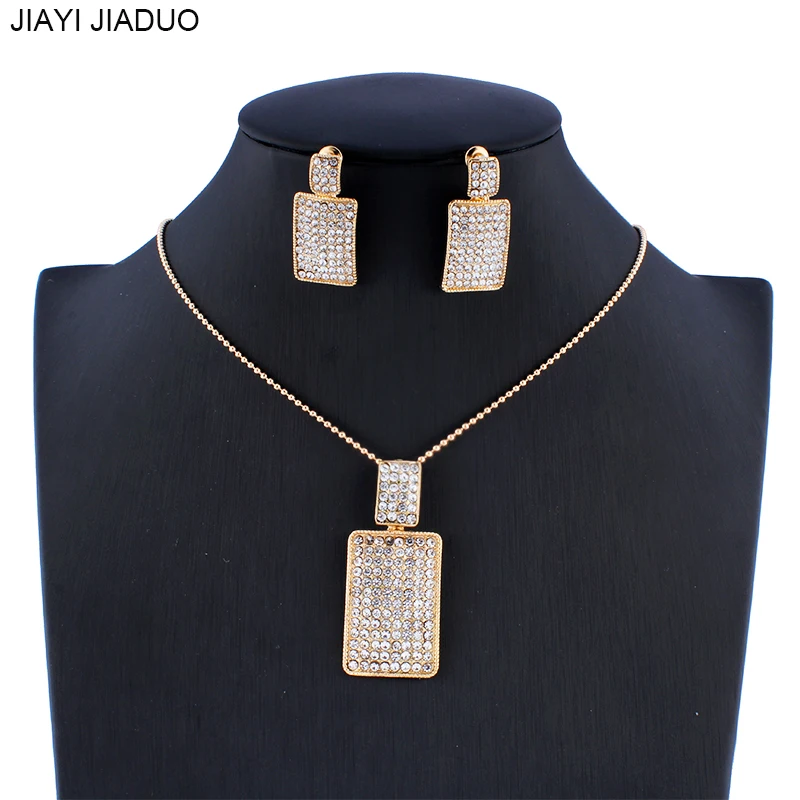 

jiayijiaduo Dubai women's jewelry wedding jewelry set necklace earrings set crystal pendant gift
