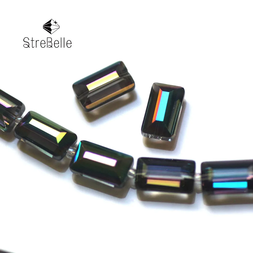 

Malachite green plating beads semi-crystal glass create your style Square shape beads 18fa AAA33