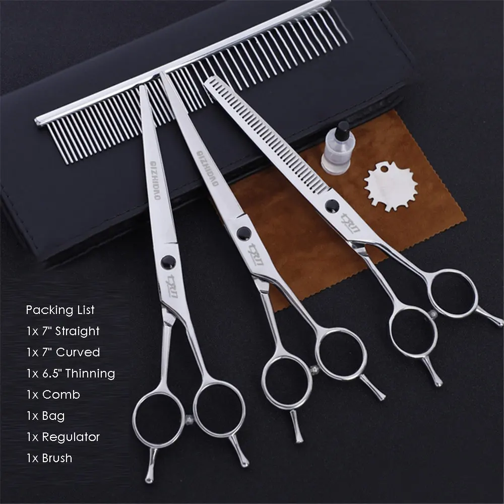 Cut Curved Thinning 6," 7 дюймов профессиональные ножницы для ухода за собаками, прямые филировочные изогнутые ножницы для стрижки волос, инструменты для ухода за кошками - Цвет: Cut Curved Thinning