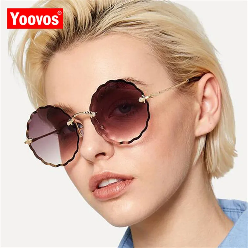 Yoovos 2021 Новые солнцезащитные очки без оправы с океанскими стеклами женские