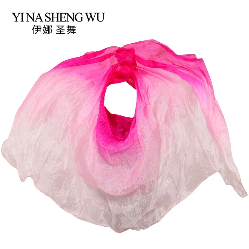 

1Pc Natural Silk Belly Dance Props Women Girls Stage Performance Veil Rose+Pink+White Belly Dancing Silk Veil 250/270 cm*114 cm