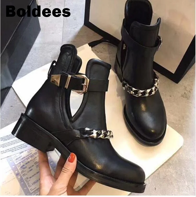 black round toe heeled boots