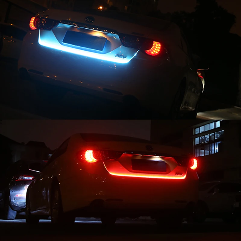

OKEEN LED trunk strip car styling red / iceblue Dynamic Reverse flowing turn signal light Undercarriage Tailgate Light strip