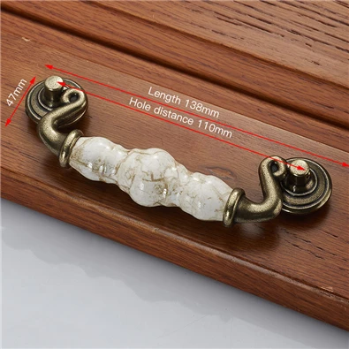 KAK Мраморные линии керамические ручки для шкафов из цинкового сплава ручки для ящиков двери шкафа обрабатывает антикварную бронзу Европейская Мебельная ручка