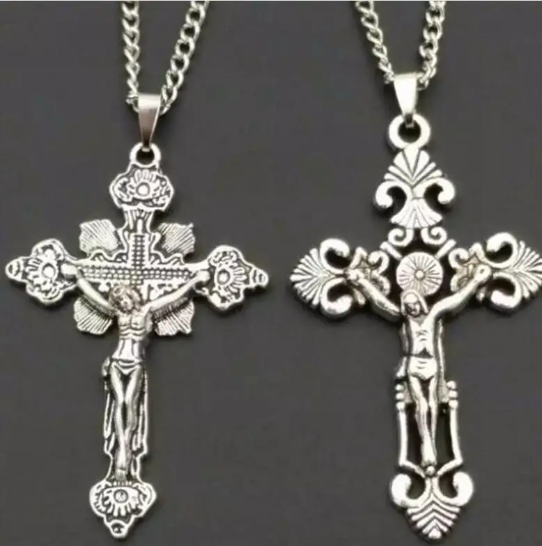 

New Fashion Vintage Silver 12 Mixed Ankh Cross Charms Pendants Necklace Spiritual protection For Women Men Jewelry