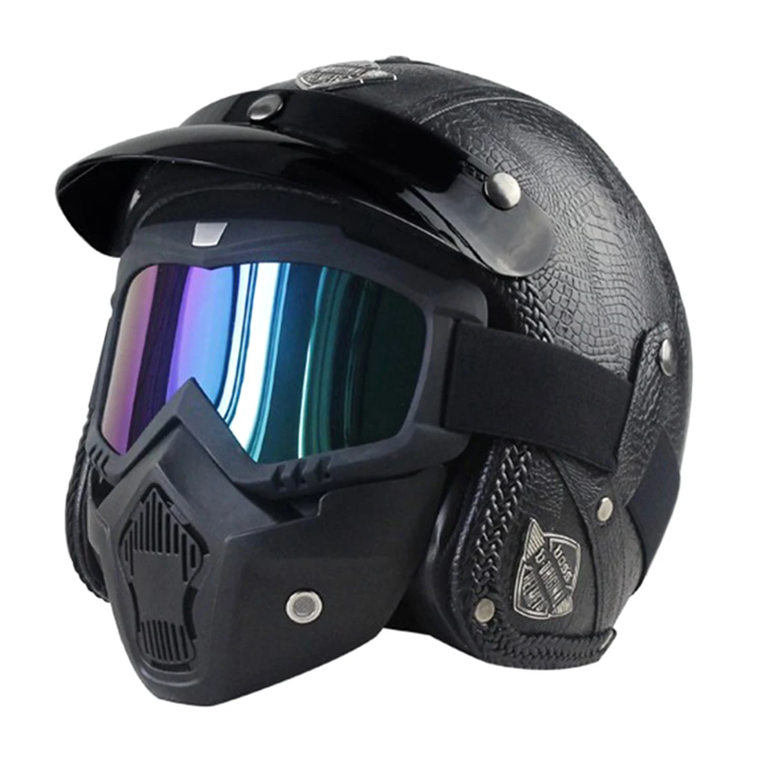 

Tactical Soft Dart CS Retro Motorcycle Cruise Snake Protective Helmet with Mask for Head Circumference 63-64cm - Black XXL