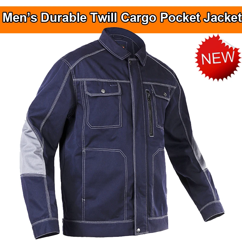 Bauskydd High quality durable Mens multi pocket dark blue work jacket