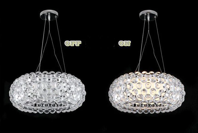 Современный Гостиная акриловые RS7 лампы подвесные светильники, с зажимным приспособление Обеденная Foscarini Caboche Dia35/50/65 CM прозрачный Золотая Подвесная лампа