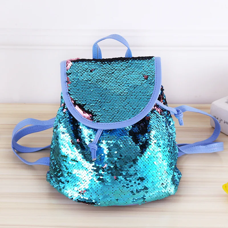 Рюкзак с блестками, женские блестящие рюкзаки для девочек-подростков, дорожные маленькие двойные сумки на плечо, детские дорожные рюкзаки - Цвет: blue