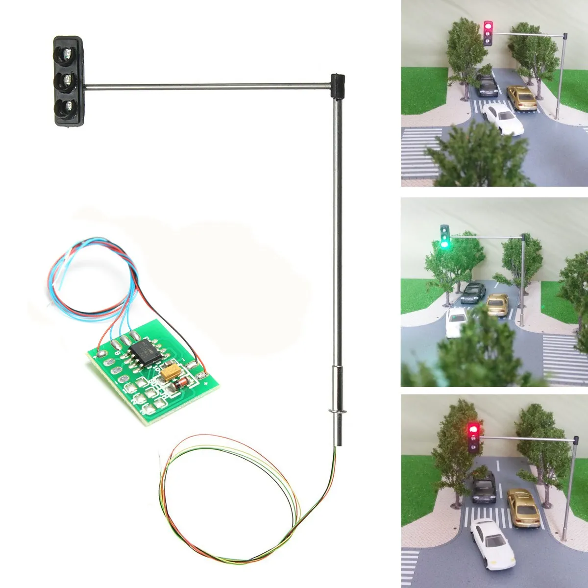 

5V 60MA 3-color Traffic Light Signal HO OO LED Model HO Scale Train railway modeling+ Circuit Board