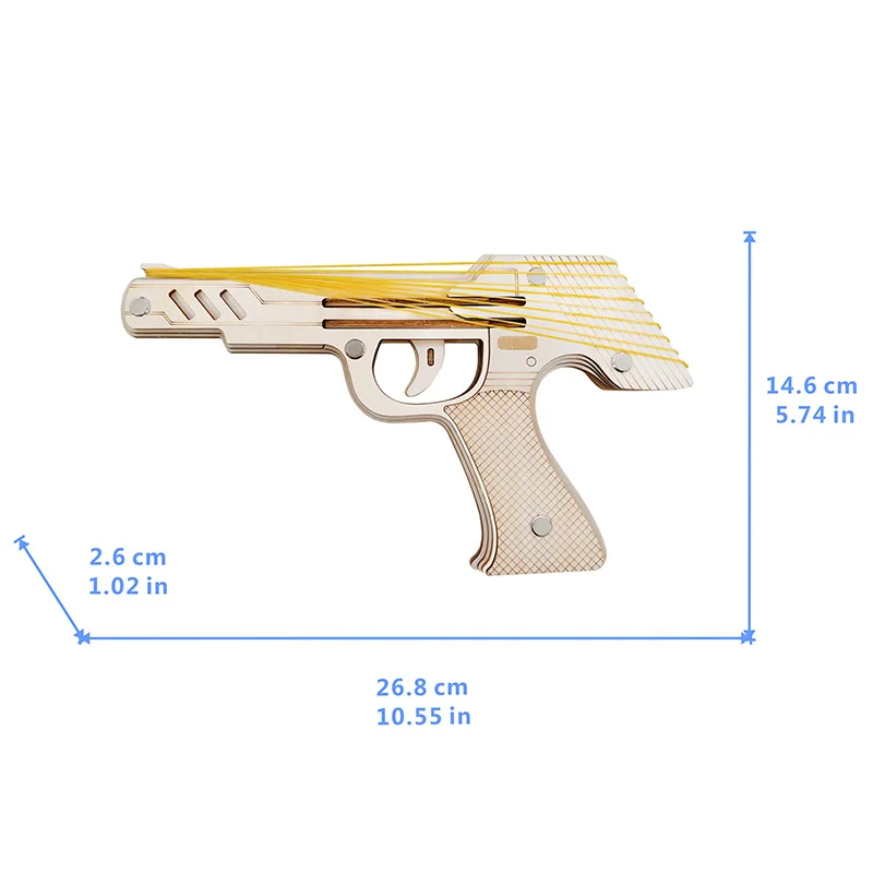 Лазерная резка DIY 3D деревянная головоломка по дереву Комплект для сборки 9 всплесков пистолет с резиновой лентой для детей Рождественский подарок