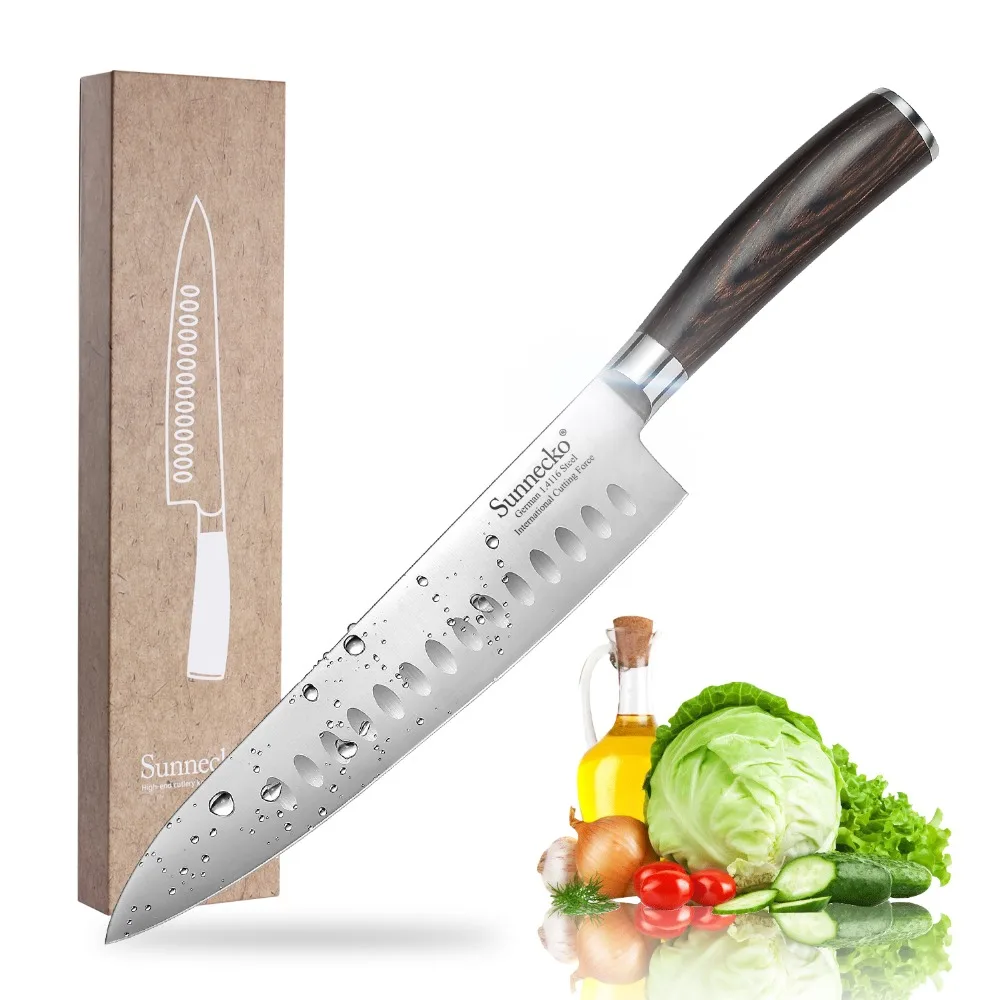 SUNNECKO 8," нож шеф-повара Santoku, кухонные ножи для нарезки, немецкие 1,4116 стальные лезвия, цветные деревянные ручки, подарок