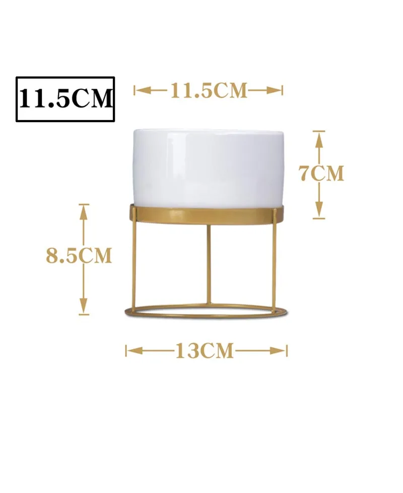Скандинавские креативные золотистые железные художественные круглый, белый, керамический цветочный горшок для суккулентов, горшки для офиса, гостиной, рабочего стола, декоративный бонсай