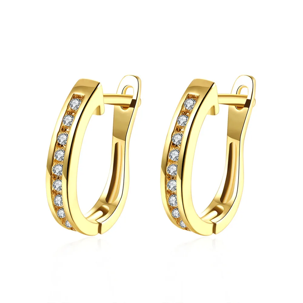 Fashion Platinum Jewellery Women 18K/White Gold Plated Crystal Zircon Hoop Earrings Wedding Engagement Loop Earing Brinco Bijoux
