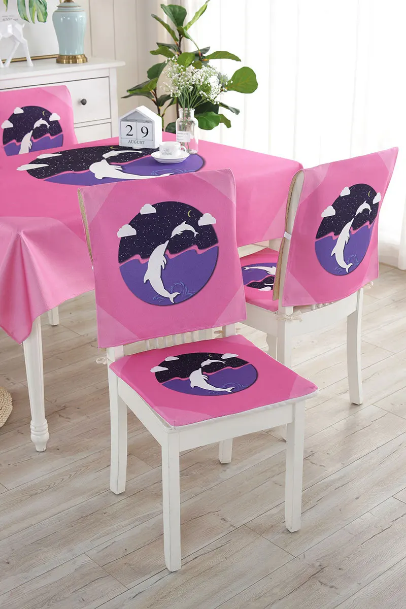 Proud Rose Waterproof Linen Table Cloth Cartoon Table Cover Chair Set Pillowcase Cover Towel European Tablecloths Chair Cushion