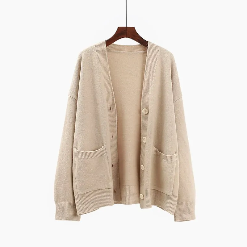 H.SA ropa mujer invierno cardigan women Long Sleeve Oversized Khaki Jumpers Button Up Autumn New Korean Style Cardigans