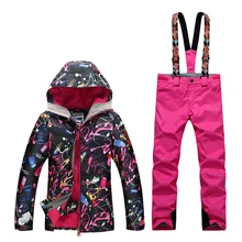 GsouSnow зимние женские лыжные костюмы открытый ветрозащитный водонепроницаемый теплый черный цвет Альпинизм костюм аварийного одежда