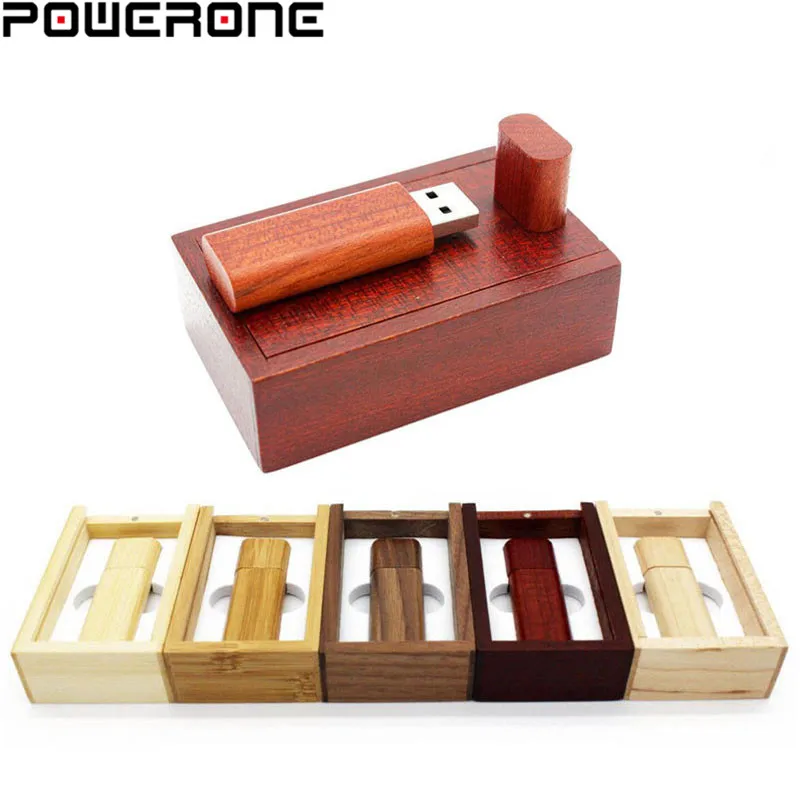 

POWERONE ( over 10 PCS Free LOGO) Wooden USB flash drive pen drives Maple wood+box pendrive 4GB 8GB 16GB 32GB 64GB memory stick