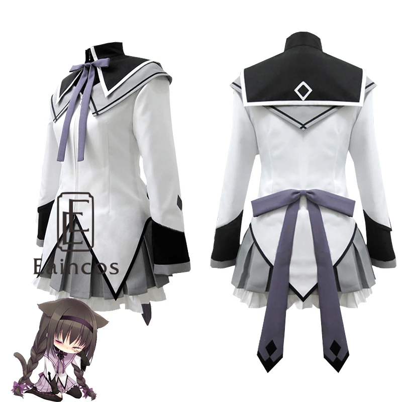 Аниме Puella Magi Мадока Magica Akemi форма Homura косплэй костюм наряд полный комплект