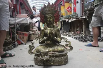 

Copper Bronze inlay turquoise Red Gem GuanYin Kwan-yin Bodhisattva Buddha Godess Discount 55%