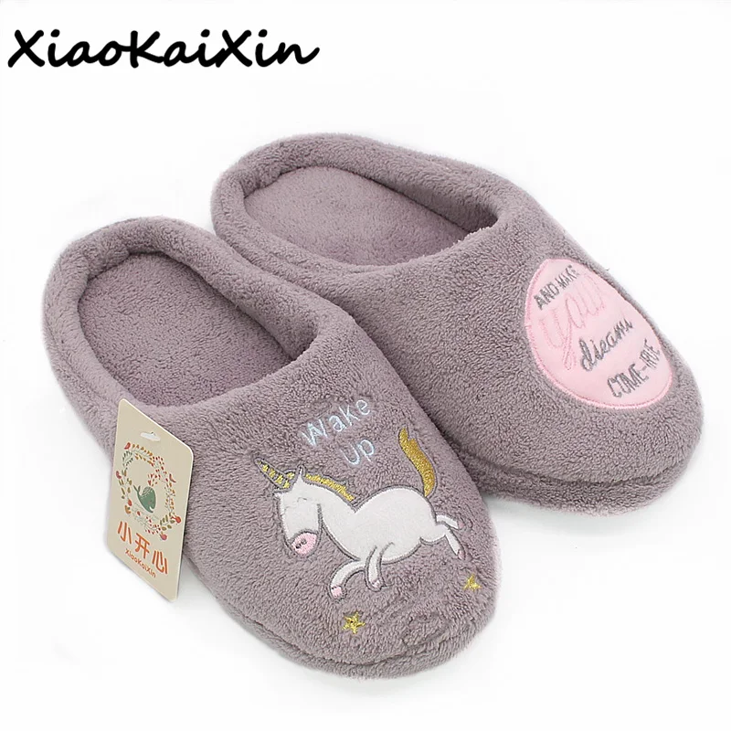 Us 9 04 32 Off New Year Cute Unicorn Slippers Women S House Shoes For Indoor Bedroom Shoe Men Soft Bottom Comfortable Slippers Adult Flats Gift In