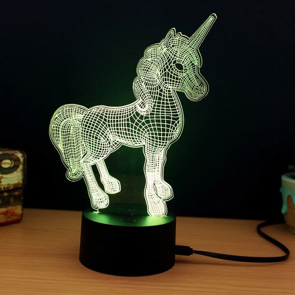 Единорог 3D ночь настольная лампа Light Touch 7 цветов Phantom атмосферу легкие мягкие