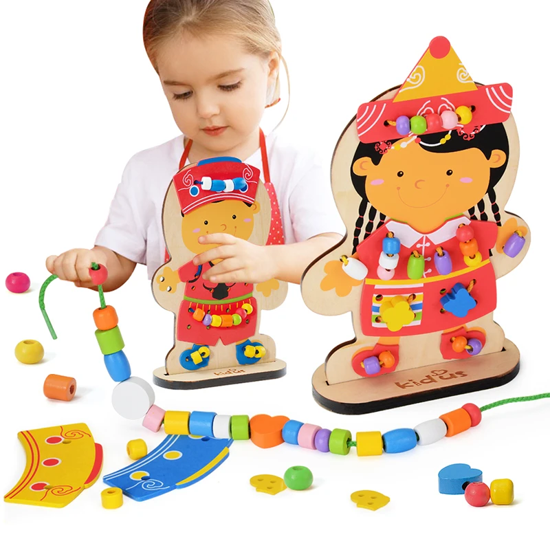 

Zalami Learning Education Wooden Puzzle Toys Dolls Beads Montessori Oyuncak For Children