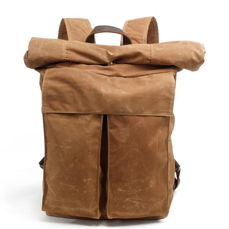 

ABSF Large Capacity Travel Backpack Bag Waterproof Oil Wax Canvas Laptop Backpack Vintage College Style Casual Youth School Ba